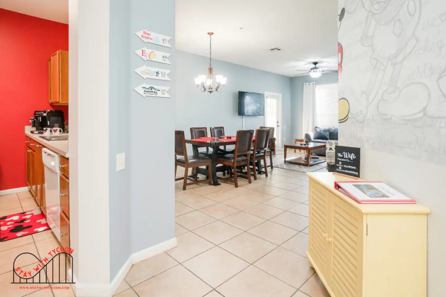 Mickey Mouse Kitchen and Living Room in the Entryway!