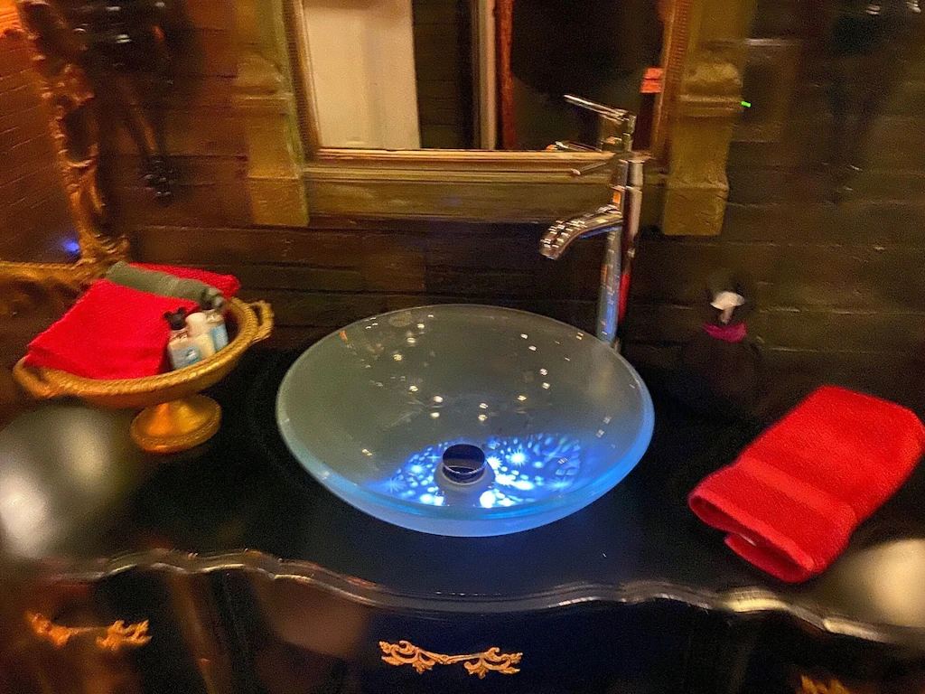 The bathroom contains a clawfoot tub but no shower.