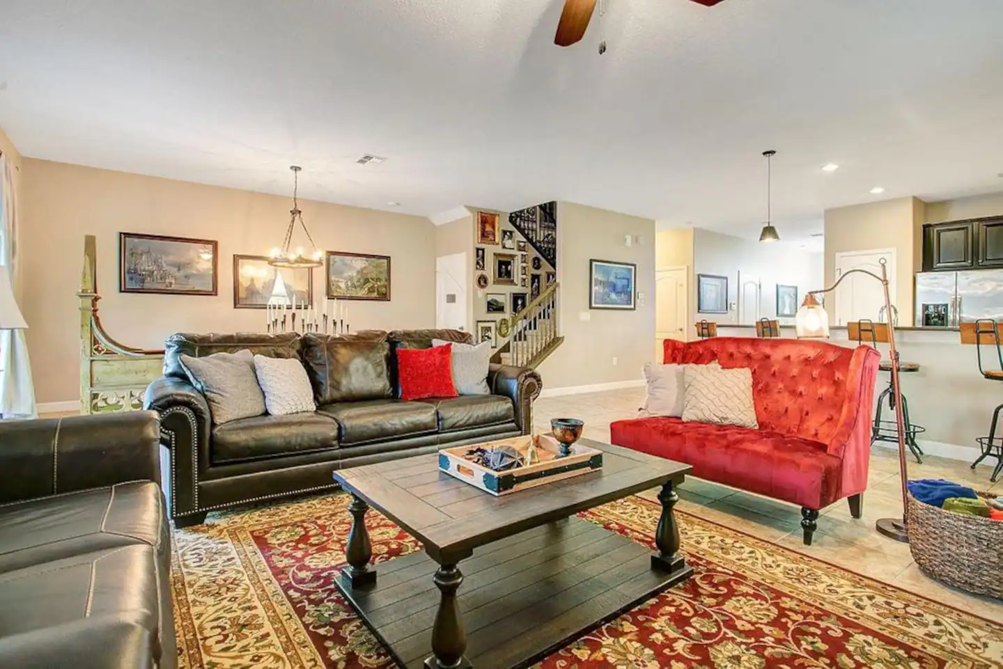 The main floor's common room. There is plenty of seating for the entire family.