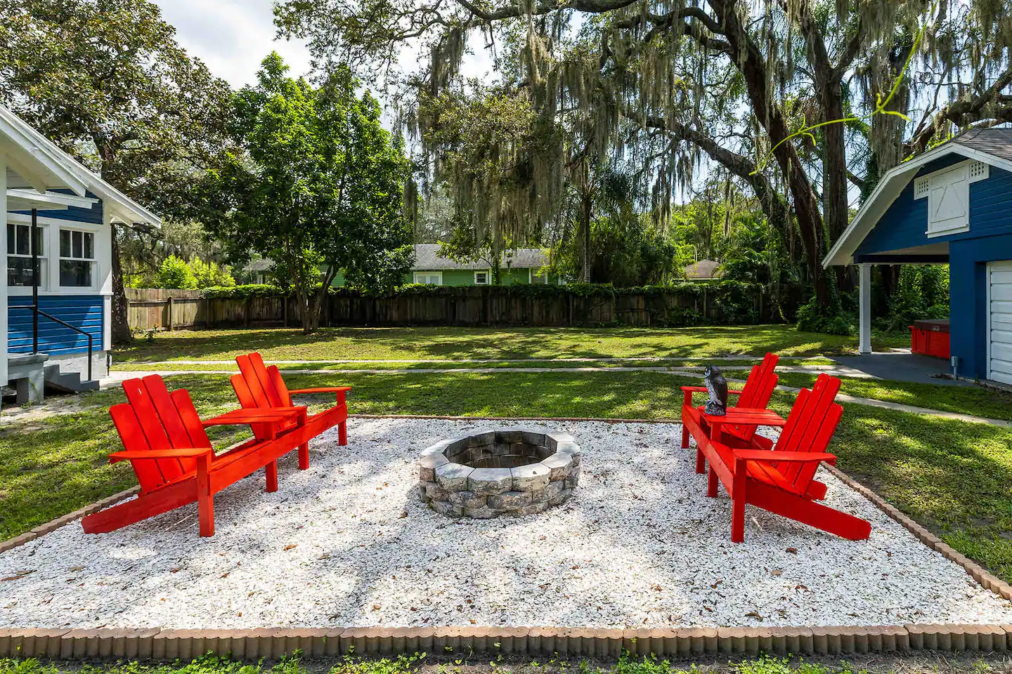 Amazing fire pit area in the backyard.