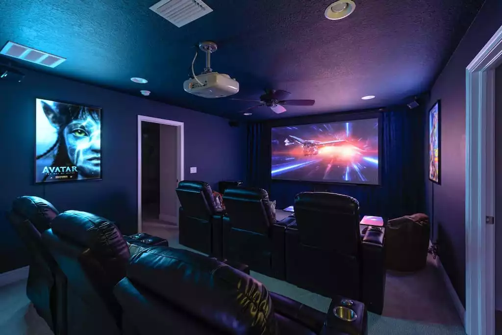 Huge Projector connected to Roku TV stick with FuboTV available upon request (great to watch the big game!) and most major streaming services!