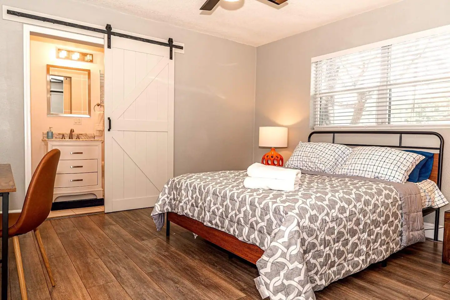 Comfy bedroom with queen-sized bed.