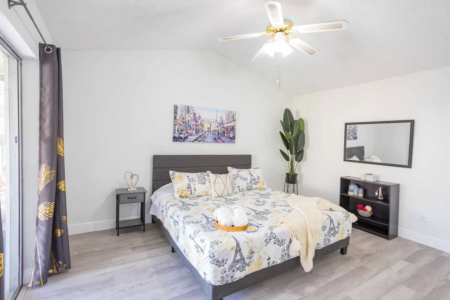 Fully renovated bedroom with king bed
