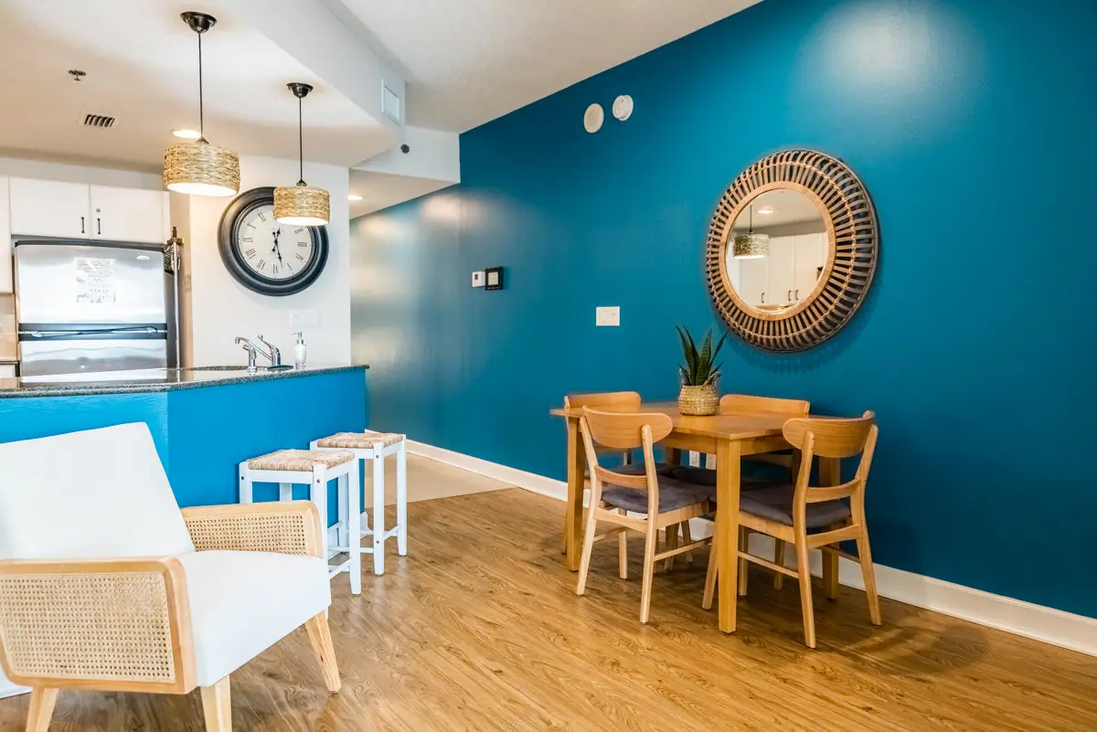 Chic dining area.