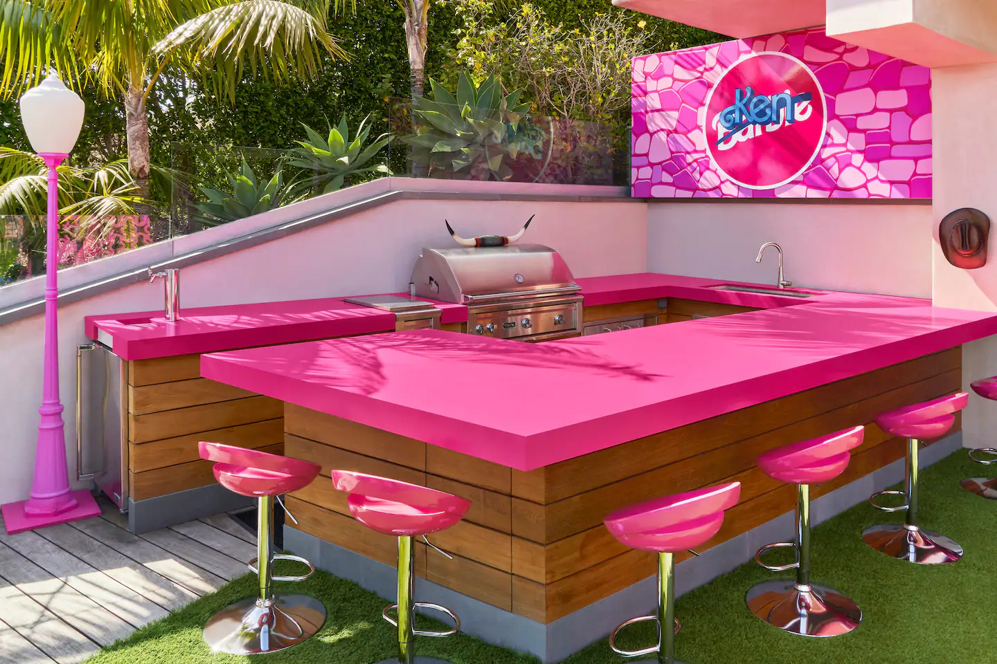 Get a drink at the Pink bar.