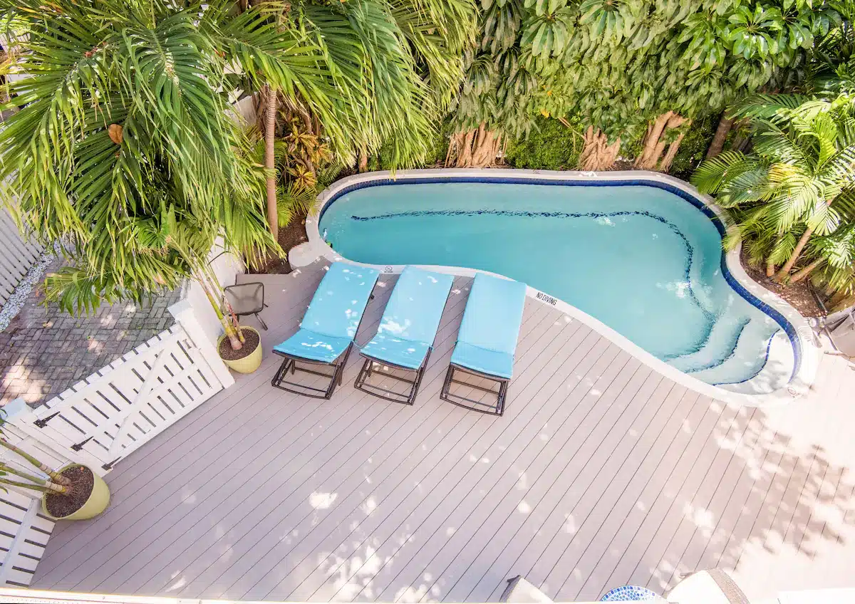 South facing sun deck and private pool.