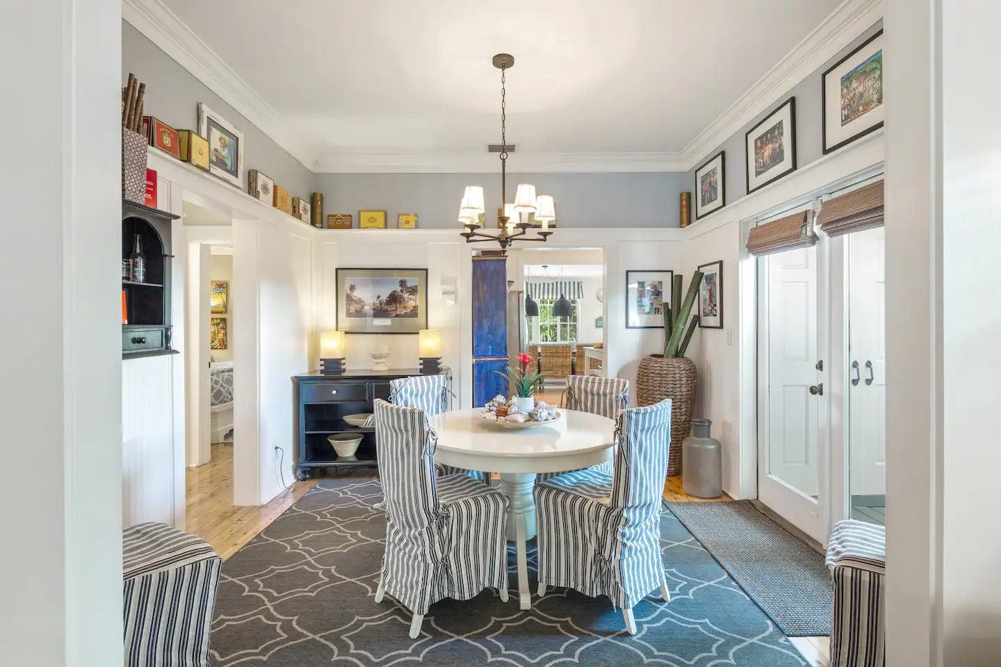 Chic small dining area for tea parties.